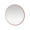 Round Wall Mirror with Brown Frame, Elegant Home Décor