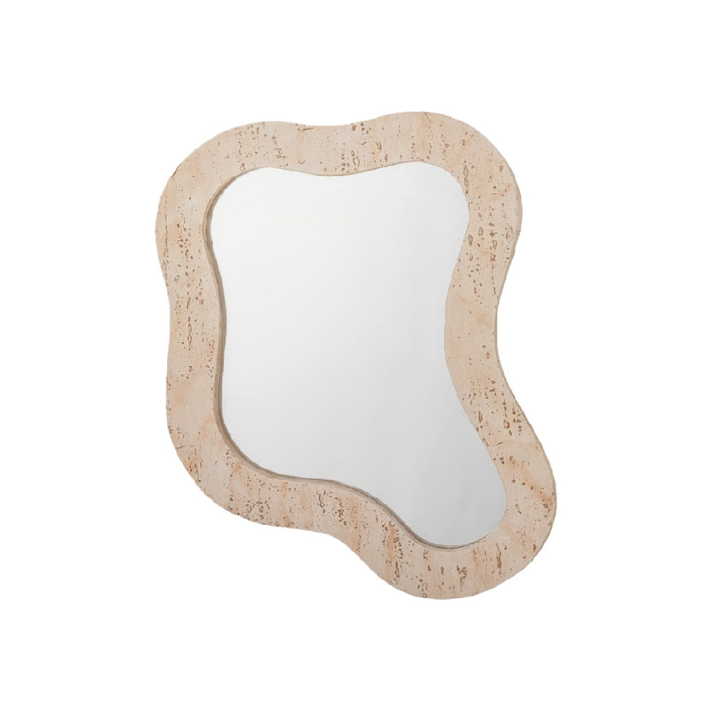 Elegant Organic-Shaped Wall Mirror with Textured Frame**