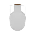Modern Minimalist White Ceramic Vase with Metal Handle