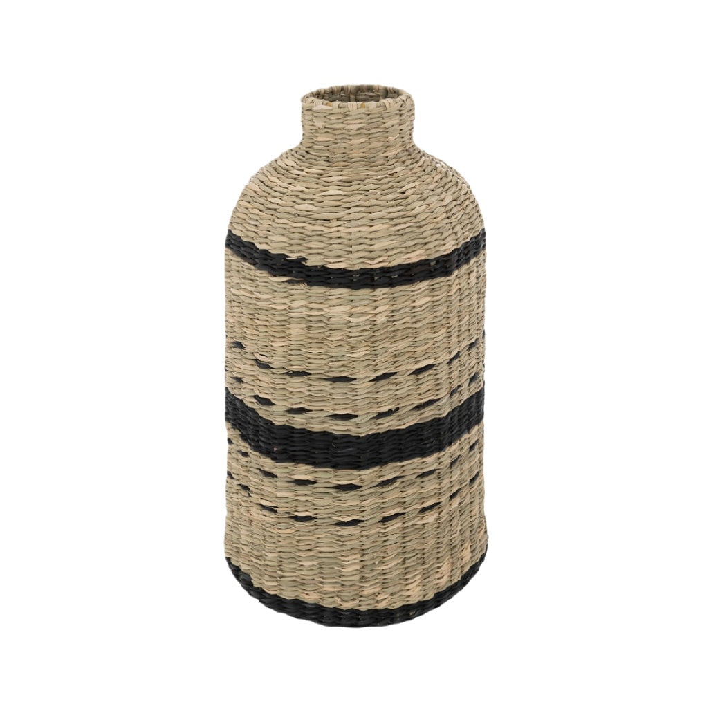 Handwoven Decorative Vase with Striped Design**